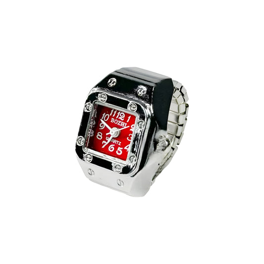 Silver Square ring | Red
