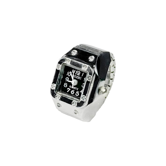 Silver Square ring | Black