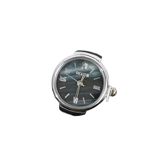 Silver Roman Chrono Ring | Black